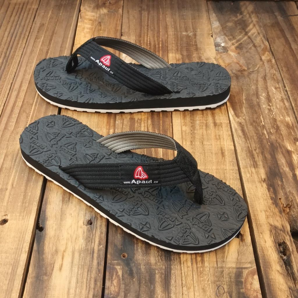 【APAUL 雅鉑】32308 黑/黑/白底 雅鉑紋夾腳拖 橡膠加厚拖鞋 低調男女夾腳拖鞋-細節圖4