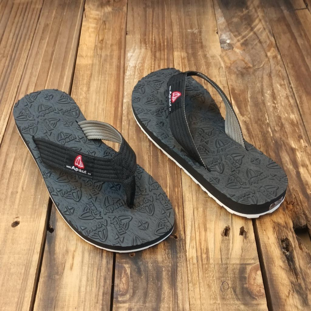 【APAUL 雅鉑】32308 黑/黑/白底 雅鉑紋夾腳拖 橡膠加厚拖鞋 低調男女夾腳拖鞋-細節圖6