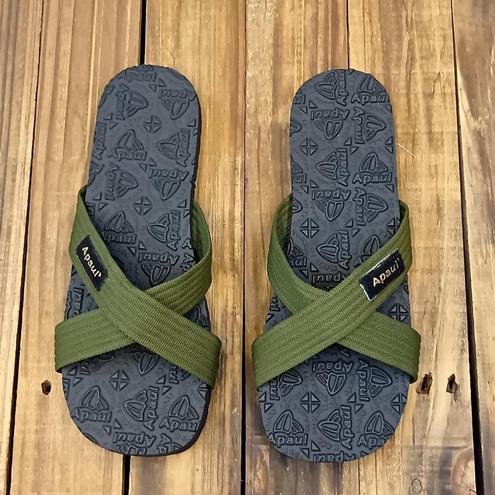 【APAUL 雅鉑】22403-2 軍綠/黑 雅鉑紋拖鞋 交叉拖鞋 親子橡膠拖鞋 超級止滑拖鞋-細節圖4