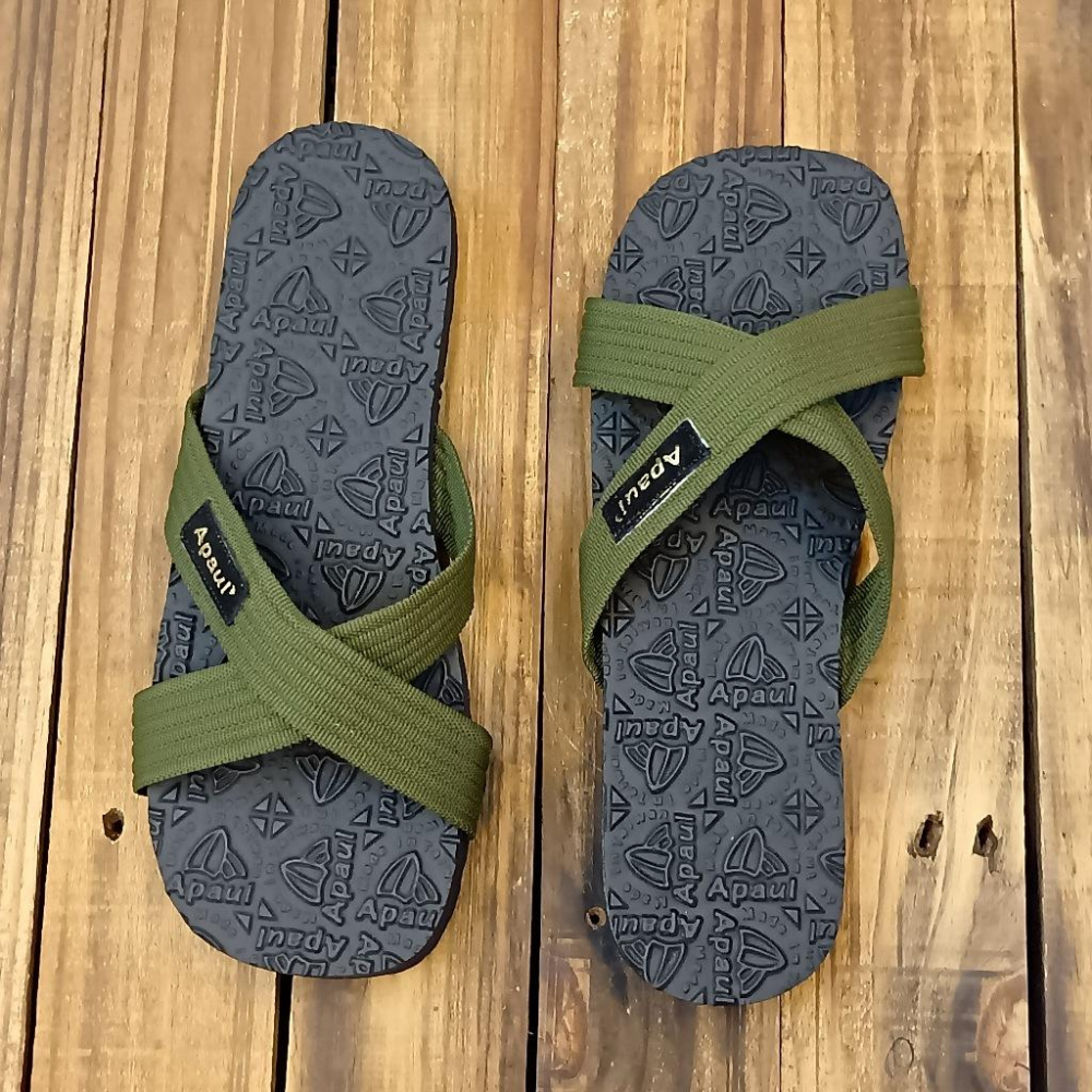 【APAUL 雅鉑】22403-2 軍綠/黑 雅鉑紋拖鞋 交叉拖鞋 親子橡膠拖鞋 超級止滑拖鞋-細節圖5