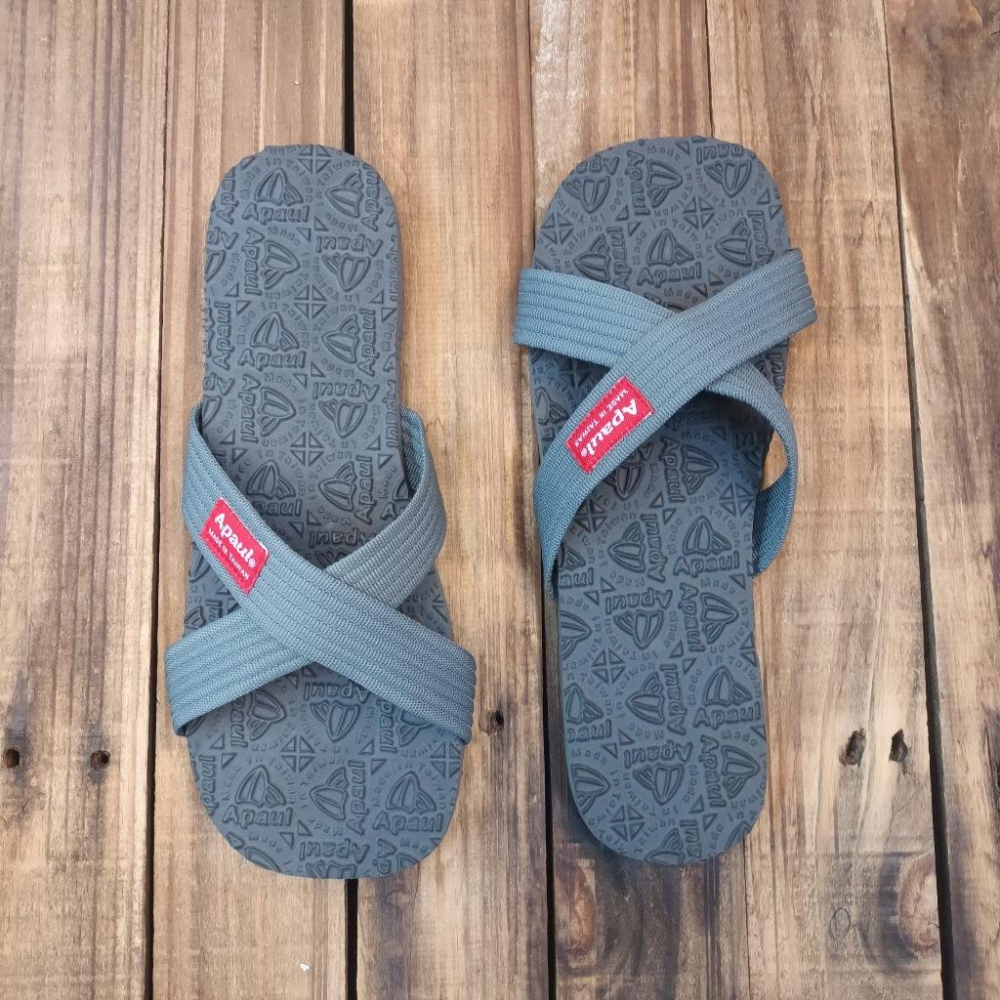 【APAUL雅鉑】22303 灰 -經典配色交叉拖鞋 雅鉑紋橡膠交叉拖鞋-細節圖3