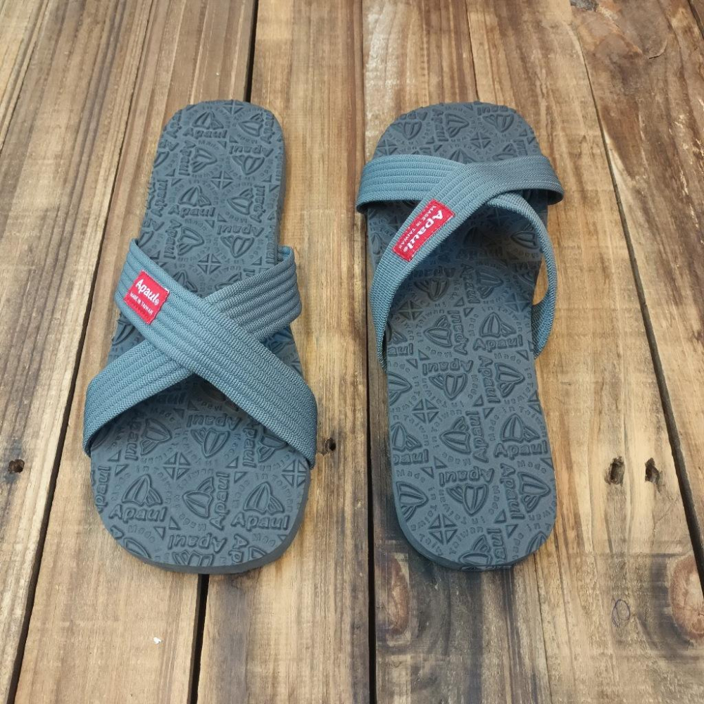 【APAUL雅鉑】22303 灰 -經典配色交叉拖鞋 雅鉑紋橡膠交叉拖鞋-細節圖4