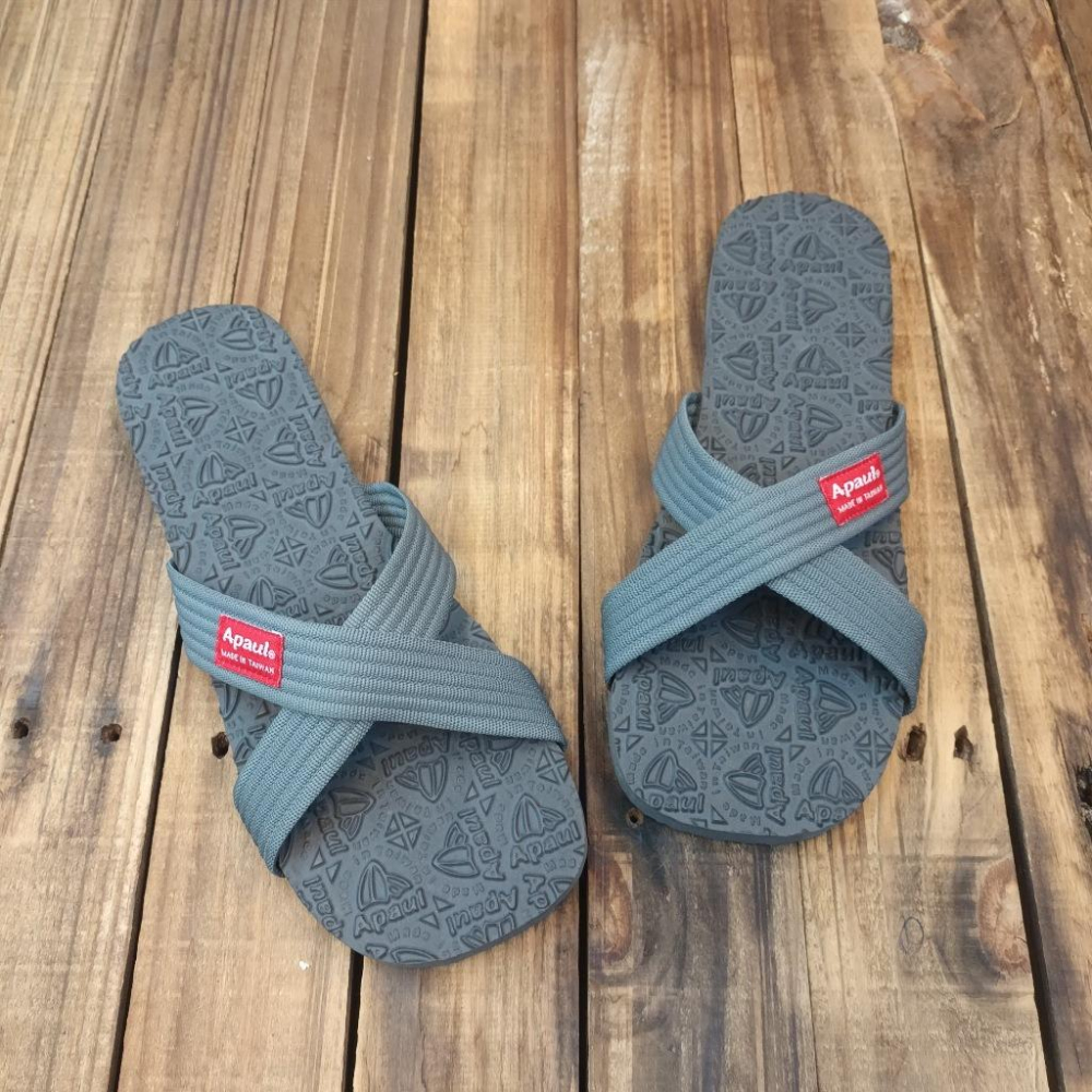 【APAUL雅鉑】22303 灰 -經典配色交叉拖鞋 雅鉑紋橡膠交叉拖鞋-細節圖5