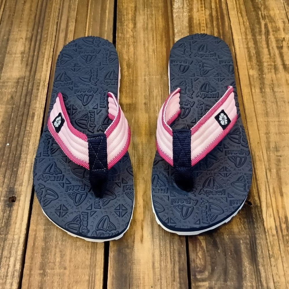 【APAUL雅鉑客製鞋】32402 桃粉/藍 女 雅鉑夾腳拖 加厚彈性拖鞋 親子橡膠拖鞋 立體紋橡膠拖鞋-細節圖2