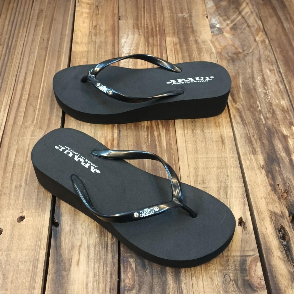 【APAUL 雅鉑】31411  黑 增高夾腳拖鞋 厚底人字拖鞋-細節圖3