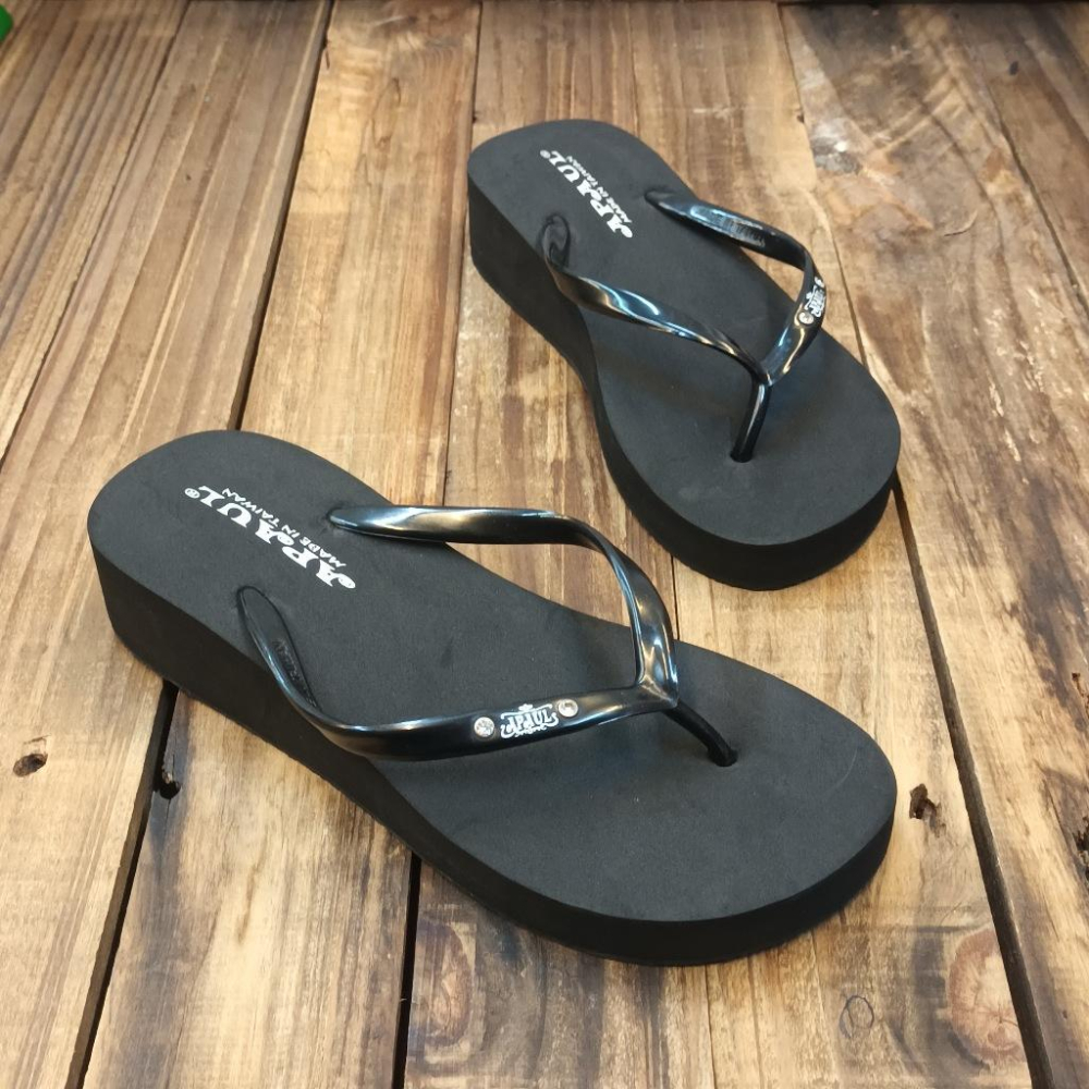 【APAUL 雅鉑】31411  黑 增高夾腳拖鞋 厚底人字拖鞋-細節圖4