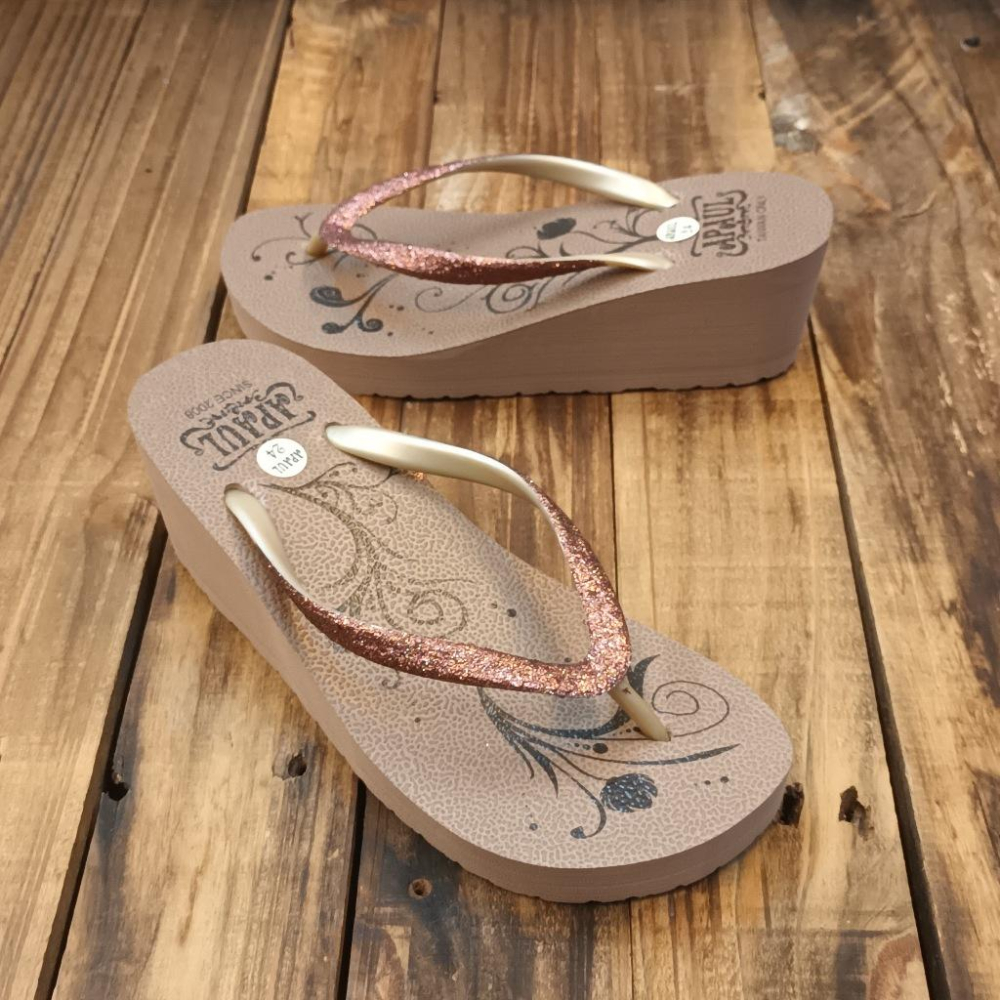 【APAUL 雅鉑】31016-3 古銅金 船型夾腳拖鞋 厚底人字拖鞋-細節圖3