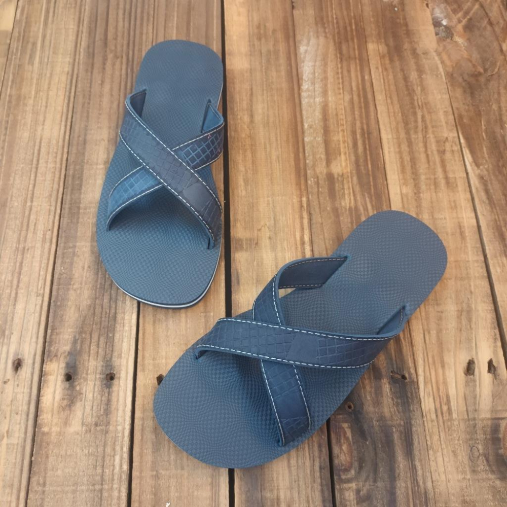 【雅鉑-無印】82402 藍 簡約風室內拖鞋 交叉室內拖鞋 超輕止滑拖鞋-細節圖2