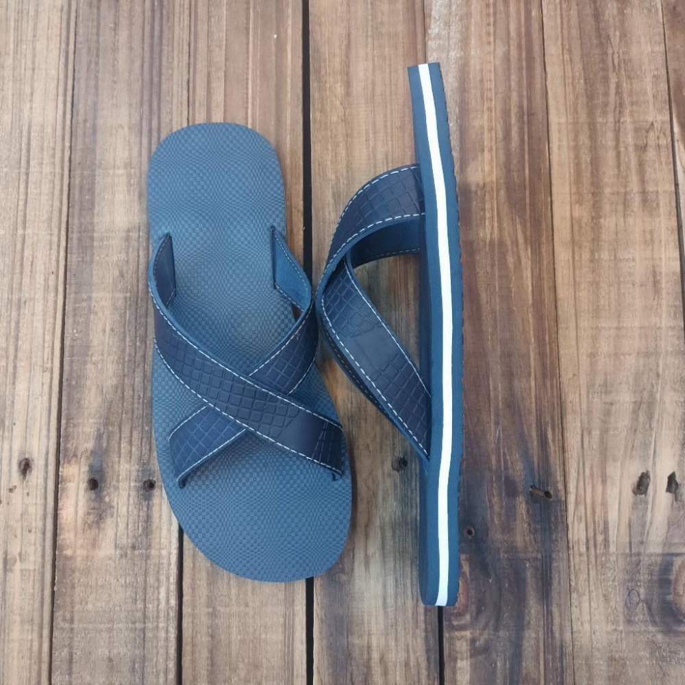 【雅鉑-無印】82402 藍 簡約風室內拖鞋 交叉室內拖鞋 超輕止滑拖鞋-細節圖5