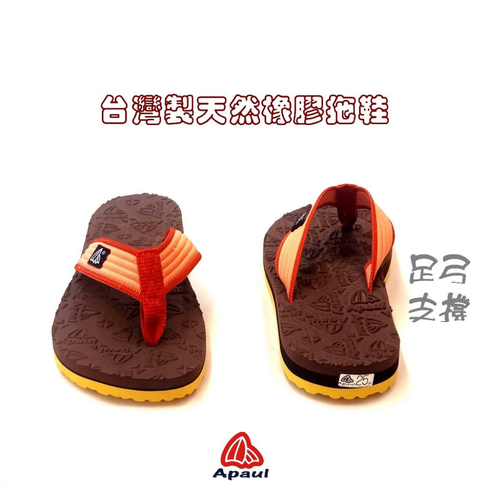 【APAUL雅鉑】32402 桔粉/咖 女 雅鉑夾腳拖 加厚彈性拖鞋 親子橡膠拖鞋 立體紋橡膠拖鞋-細節圖4