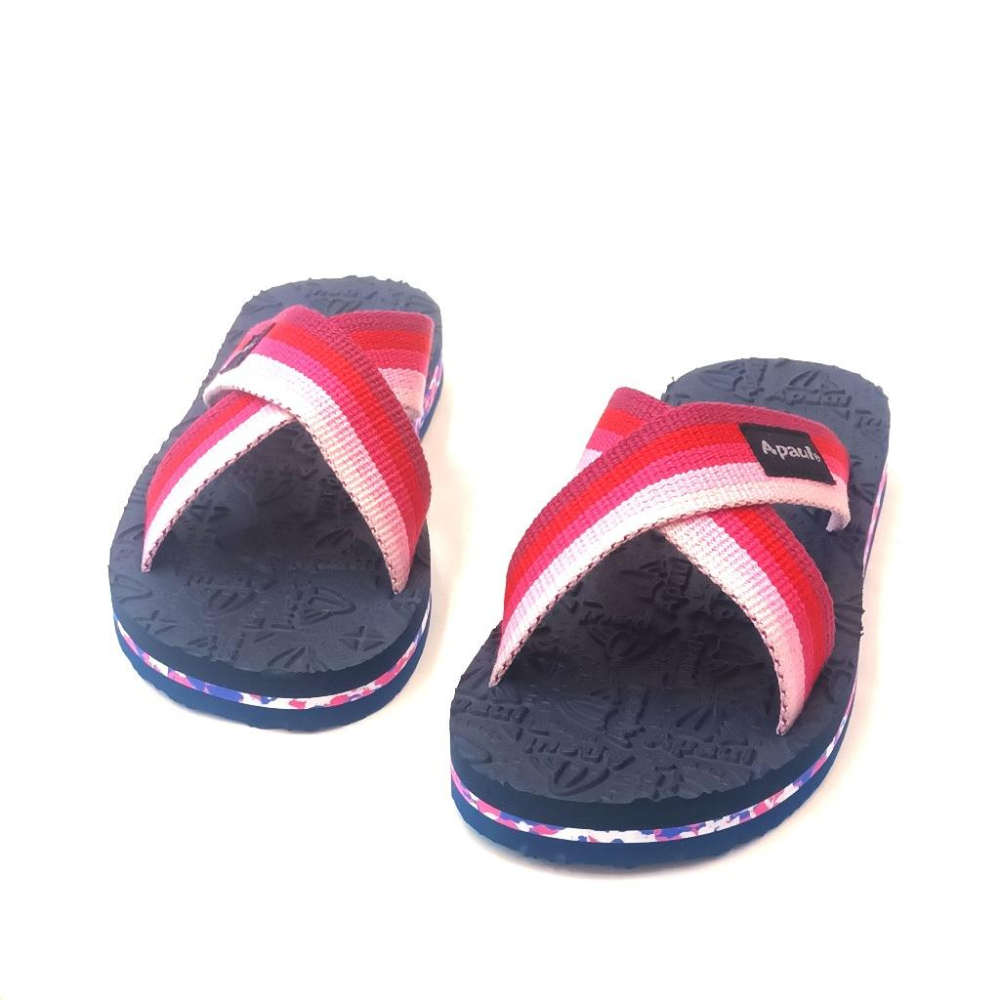 【APAUL雅鉑】22402 桃漸層  女 雅鉑交叉腳拖 加厚彈性拖鞋 親子橡膠拖鞋 立體紋橡膠拖鞋-細節圖5