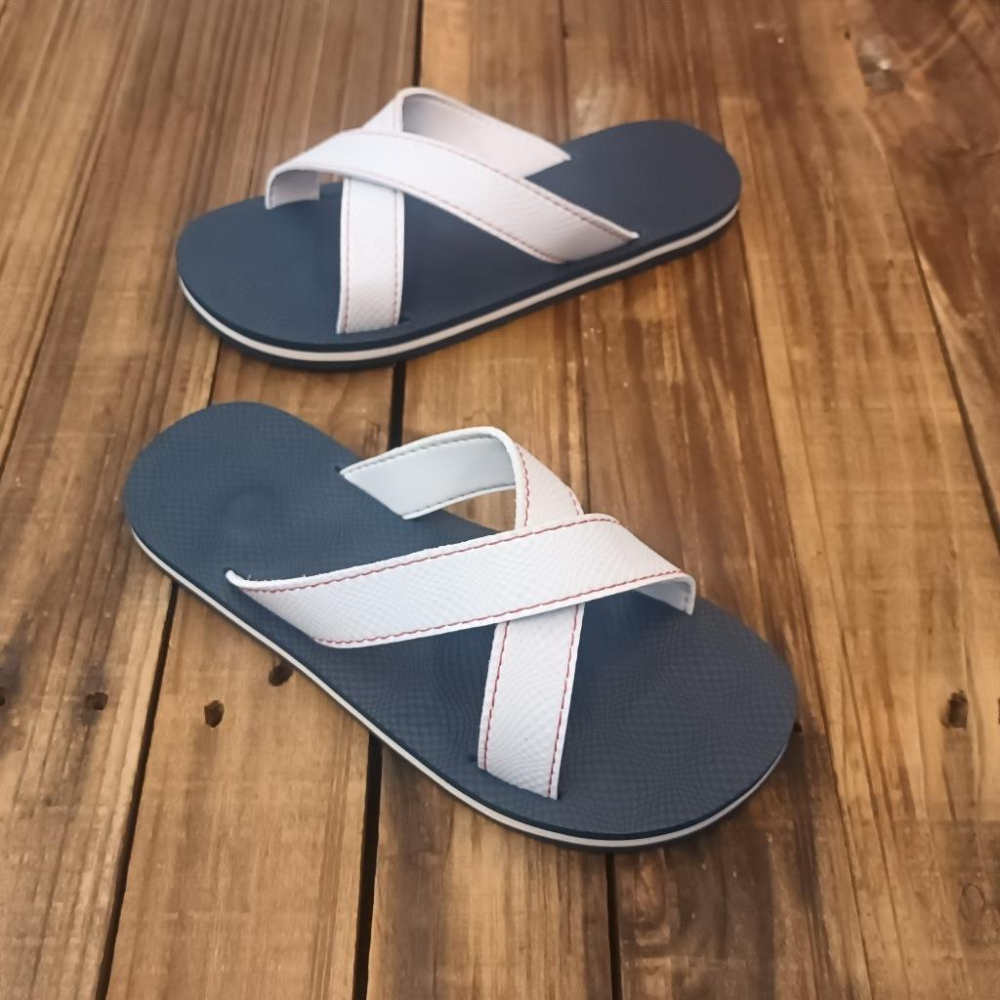 【雅鉑-無印】82402-2白/藍 簡約風室內拖鞋 交叉室內拖鞋 超輕止滑拖鞋-細節圖3