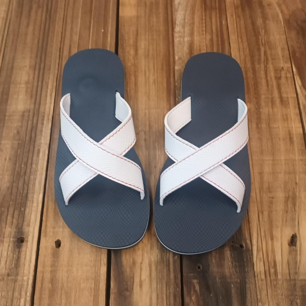 【雅鉑-無印】82402-2白/藍 簡約風室內拖鞋 交叉室內拖鞋 超輕止滑拖鞋-細節圖4