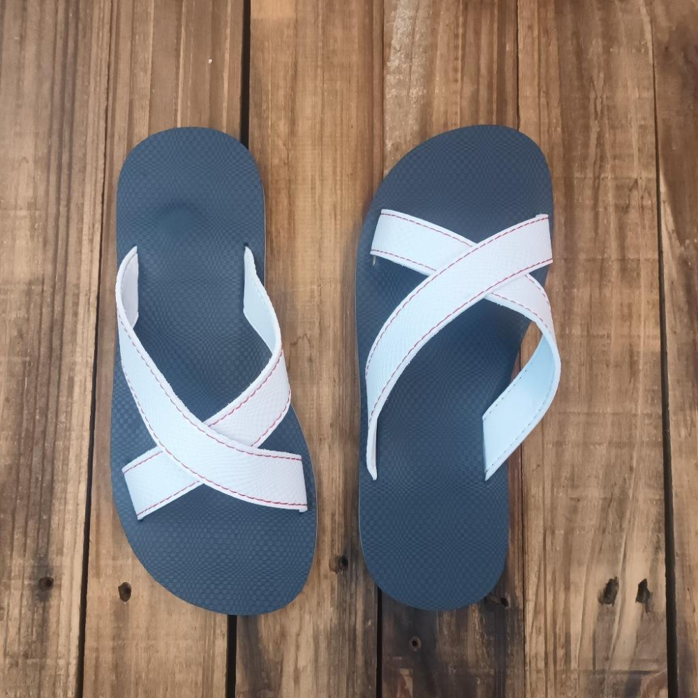 【雅鉑-無印】82402-2白/藍 簡約風室內拖鞋 交叉室內拖鞋 超輕止滑拖鞋-細節圖5