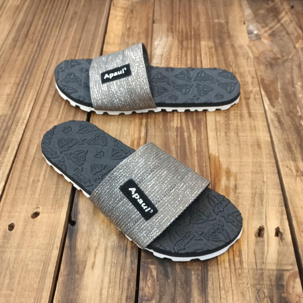 【APAUL 雅鉑】12405 灰/黑/白底  經典雅鉑紋拖鞋 寬版一字拖鞋 橡膠質感室內拖鞋 旅行拖鞋-細節圖3