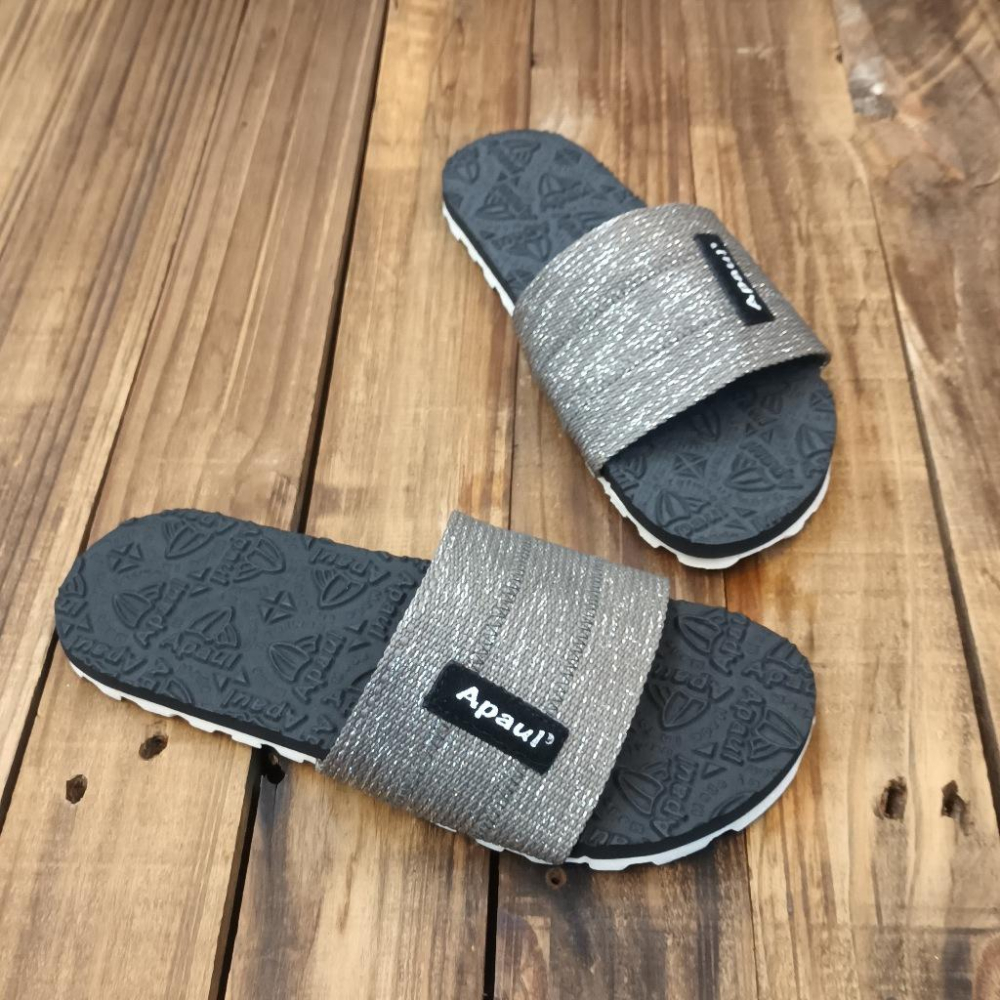 【APAUL 雅鉑】12405 灰/黑/白底  經典雅鉑紋拖鞋 寬版一字拖鞋 橡膠質感室內拖鞋 旅行拖鞋-細節圖4