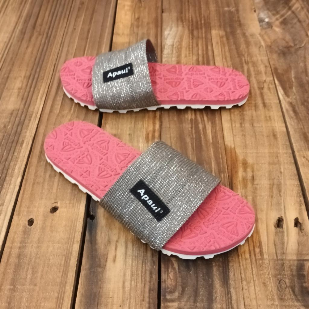 【APAUL 雅鉑】12405 灰/紅/白底  經典雅鉑紋拖鞋 寬版一字拖鞋 橡膠質感室內拖鞋 旅行拖鞋-細節圖3