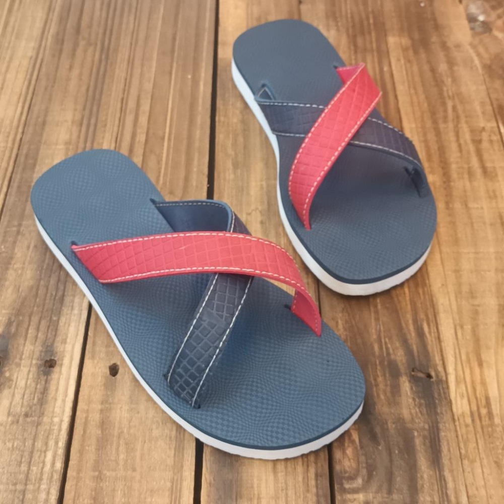 【雅鉑-無印】82402-3 藍/紅 簡約風室內拖鞋 交叉室內拖鞋 超輕止滑拖鞋-細節圖2