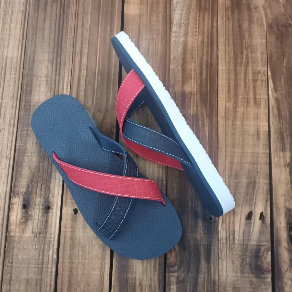 【雅鉑-無印】82402-3 藍/紅 簡約風室內拖鞋 交叉室內拖鞋 超輕止滑拖鞋-細節圖3