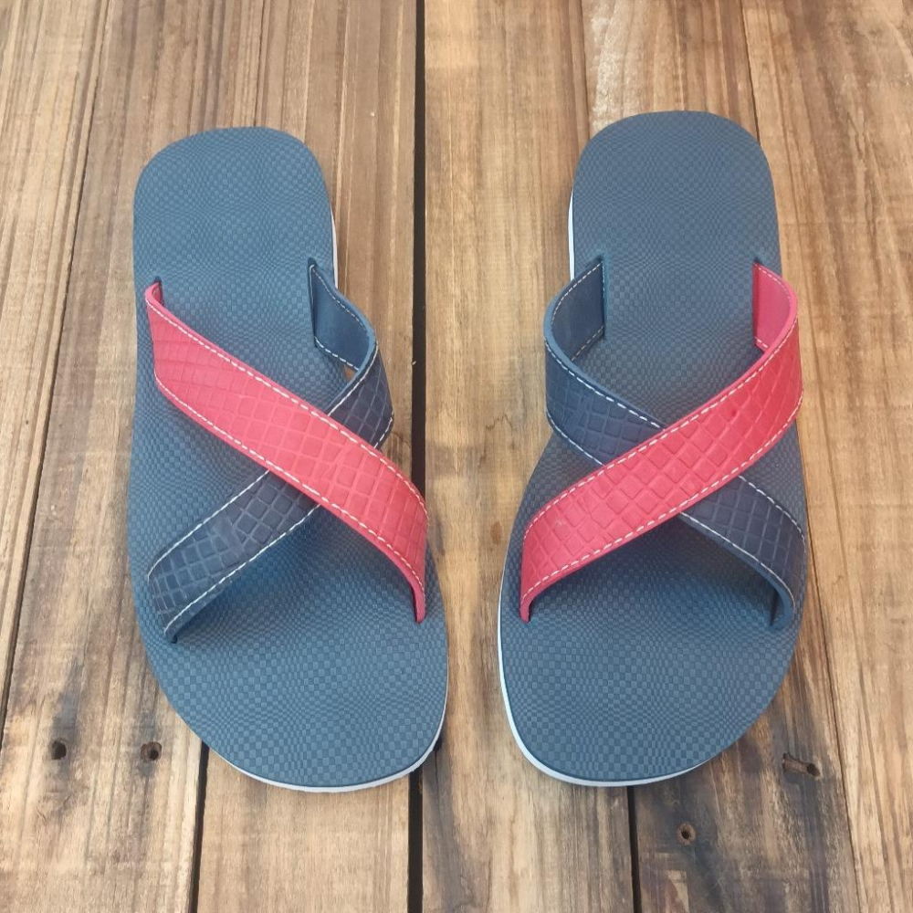 【雅鉑-無印】82402-3 藍/紅 簡約風室內拖鞋 交叉室內拖鞋 超輕止滑拖鞋-細節圖5