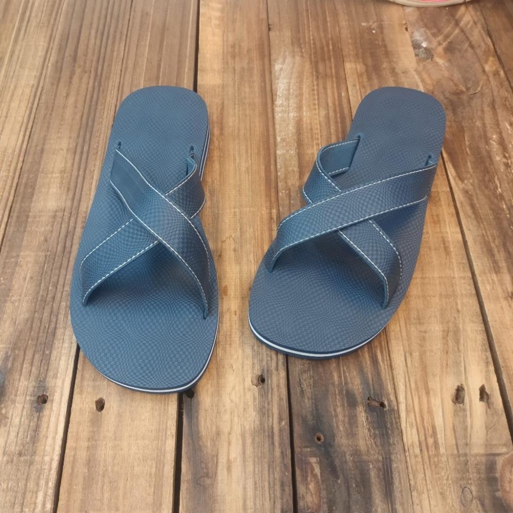 【雅鉑-無印】82402-6 藍/厚底 簡約風室內拖鞋 交叉室內拖鞋 超輕止滑拖鞋-細節圖3