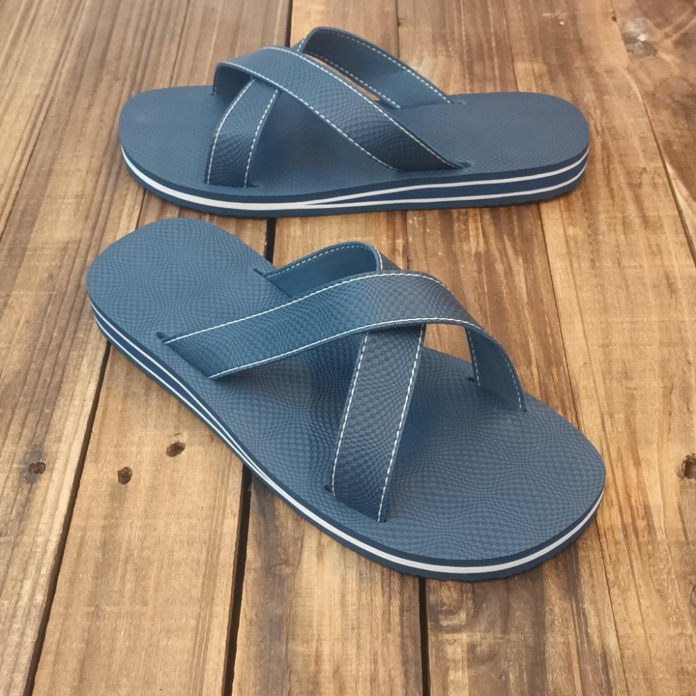 【雅鉑-無印】82402-6 藍/厚底 簡約風室內拖鞋 交叉室內拖鞋 超輕止滑拖鞋-細節圖4