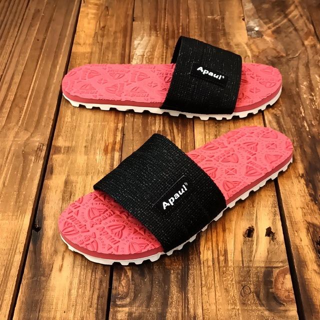 【APAUL 雅鉑】12405 黑/紅/白底  經典雅鉑紋拖鞋 寬版一字拖鞋 橡膠質感室內拖鞋 旅行拖鞋-細節圖3