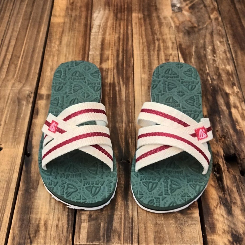 【APAUL 雅鉑】11703-6 米/綠/白 女韓系拖鞋 手作交錯涼拖鞋 橡膠拖鞋 輕鬆旅遊外出拖鞋-細節圖2