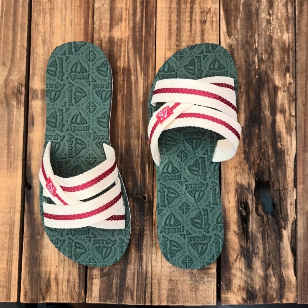 【APAUL 雅鉑】11703-6 米/綠/白 女韓系拖鞋 手作交錯涼拖鞋 橡膠拖鞋 輕鬆旅遊外出拖鞋-細節圖3