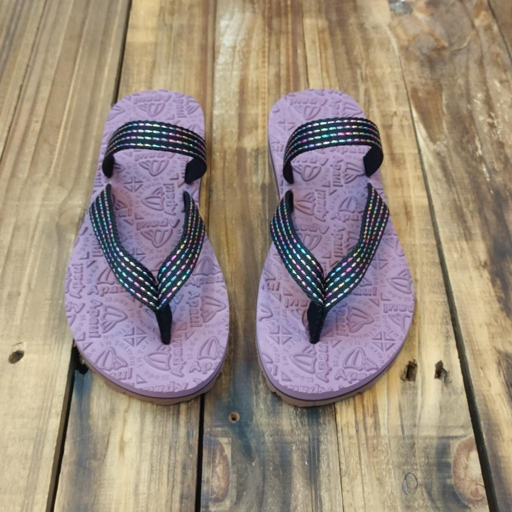 【APAUL雅鉑品牌鞋】52401-1 黑/紫 繽紛涼拖鞋 手作涼拖鞋 經典涼拖鞋 男女款涼拖鞋-細節圖2
