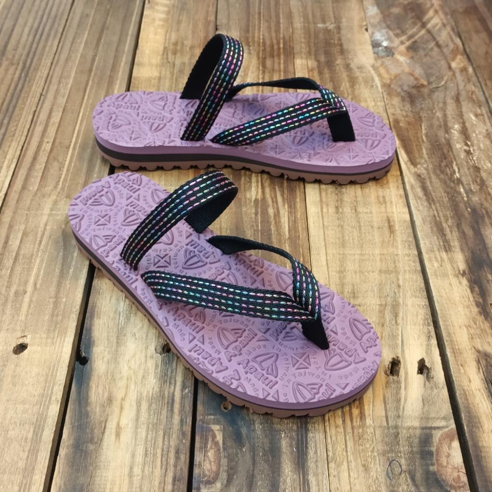 【APAUL雅鉑品牌鞋】52401-1 黑/紫 繽紛涼拖鞋 手作涼拖鞋 經典涼拖鞋 男女款涼拖鞋-細節圖3