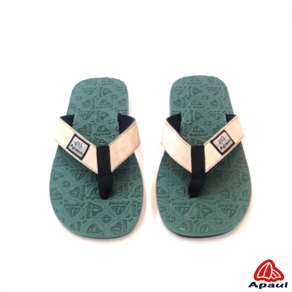 【APAUL雅鉑】32318-5 米白/綠 皮革夾腳拖 反毛皮彈性夾腳拖 超寬版訂製夾腳拖 大腳丫夾腳拖-細節圖2