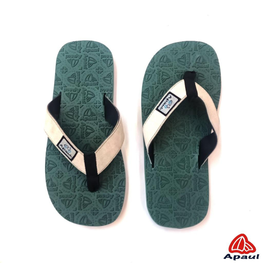 【APAUL雅鉑】32318-5 米白/綠 皮革夾腳拖 反毛皮彈性夾腳拖 超寬版訂製夾腳拖 大腳丫夾腳拖-細節圖4