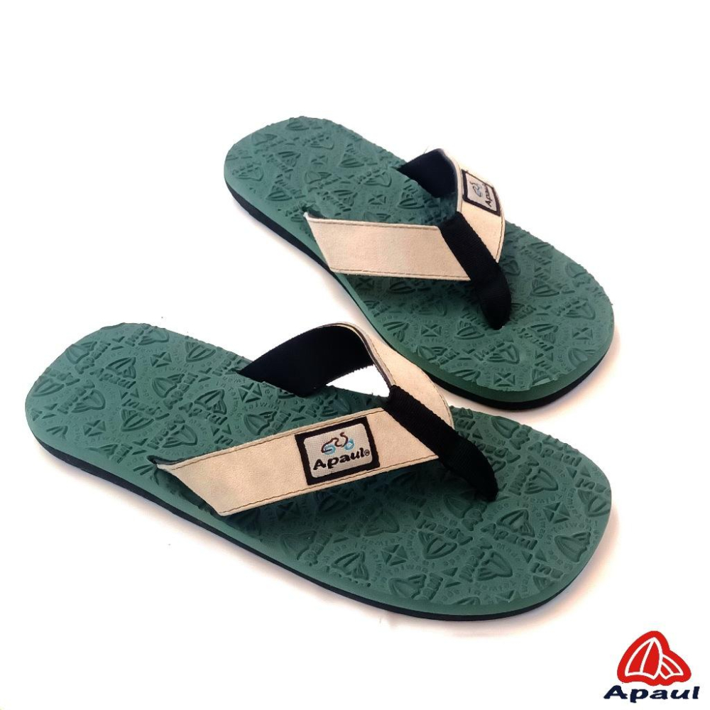 【APAUL雅鉑】32318-5 米白/綠 皮革夾腳拖 反毛皮彈性夾腳拖 超寬版訂製夾腳拖 大腳丫夾腳拖-細節圖6