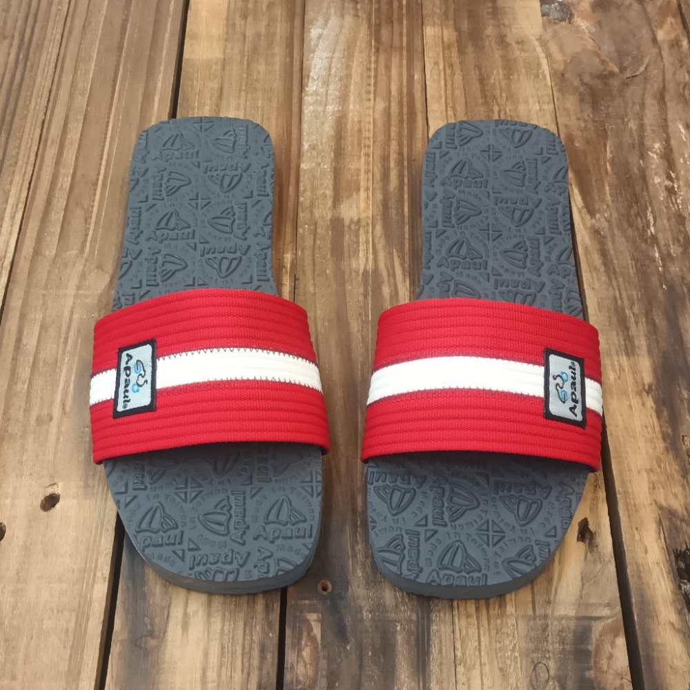 【APAUL雅鉑】12207-8  紅/灰  一字涼拖鞋 橡膠止滑拖鞋 旅行拖鞋 居家拖鞋-細節圖2