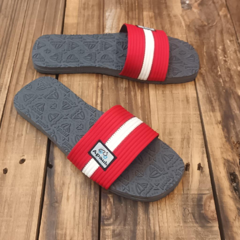 【APAUL雅鉑】12207-8  紅/灰  一字涼拖鞋 橡膠止滑拖鞋 旅行拖鞋 居家拖鞋-細節圖3