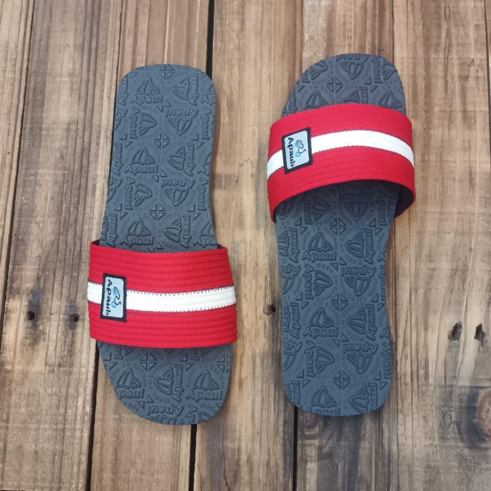 【APAUL雅鉑】12207-8  紅/灰  一字涼拖鞋 橡膠止滑拖鞋 旅行拖鞋 居家拖鞋-細節圖4