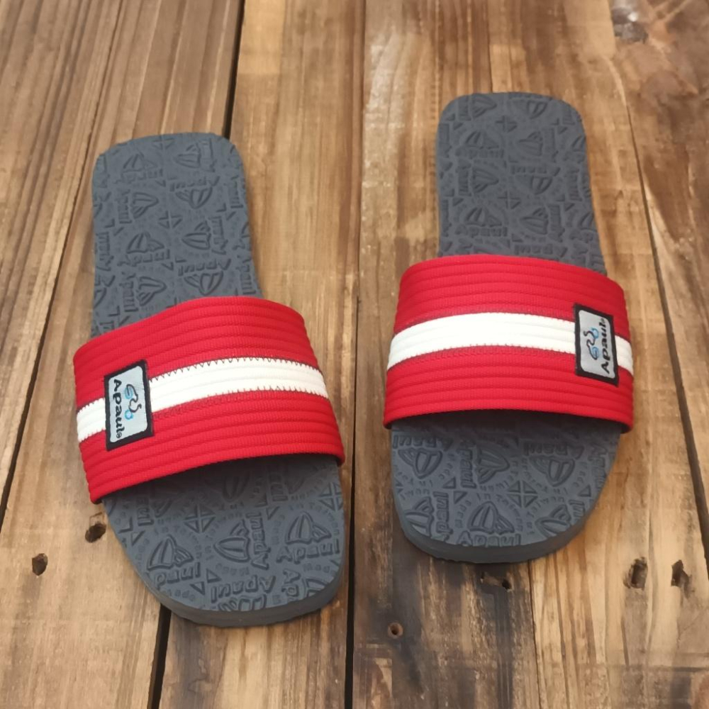 【APAUL雅鉑】12207-8  紅/灰  一字涼拖鞋 橡膠止滑拖鞋 旅行拖鞋 居家拖鞋-細節圖5