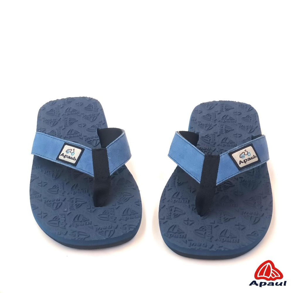 【APAUL雅鉑】32318-4 水藍/藍 皮革夾腳拖 反毛皮彈性夾腳拖 超寬版訂製夾腳拖 大腳丫夾腳拖-細節圖2
