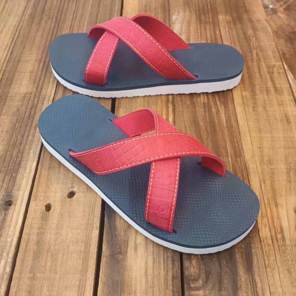【雅鉑-無印】82402-5 紅/藍厚白底 簡約風室內拖鞋 交叉室內拖鞋 超輕止滑拖鞋-細節圖3