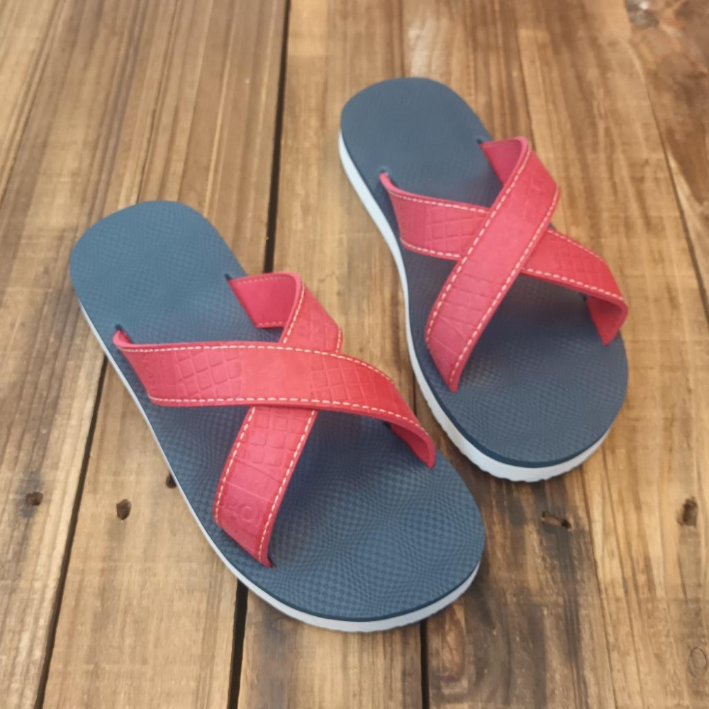 【雅鉑-無印】82402-5 紅/藍厚白底 簡約風室內拖鞋 交叉室內拖鞋 超輕止滑拖鞋-細節圖4