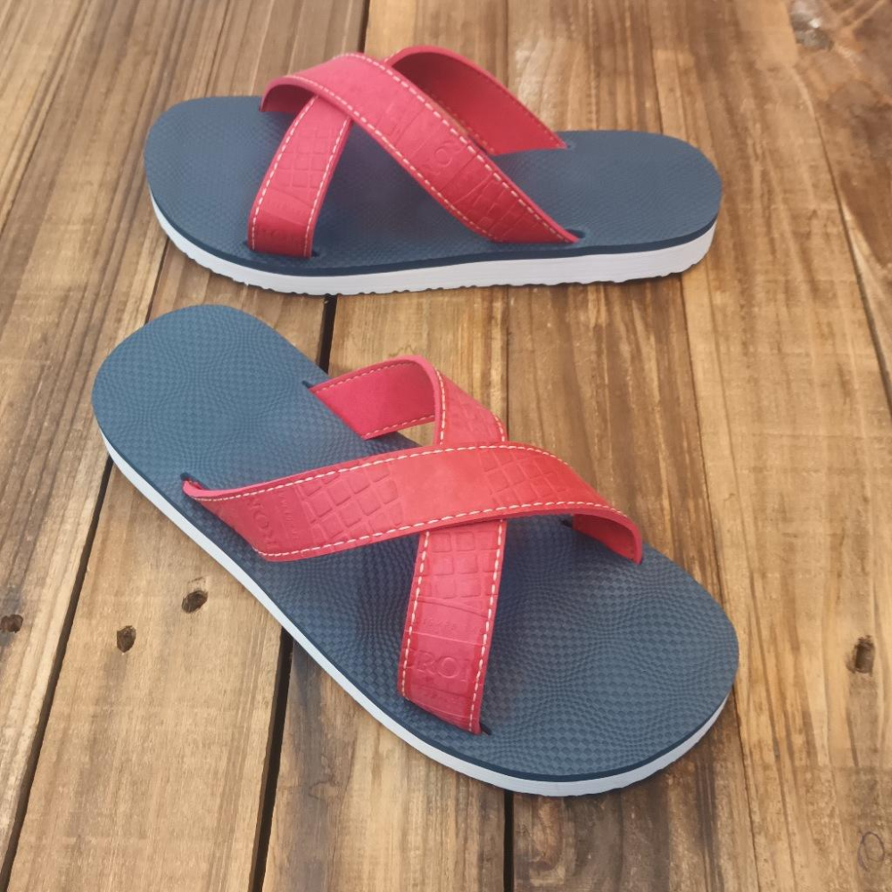 【雅鉑-無印】82402-5 紅/藍厚白底 簡約風室內拖鞋 交叉室內拖鞋 超輕止滑拖鞋-細節圖5