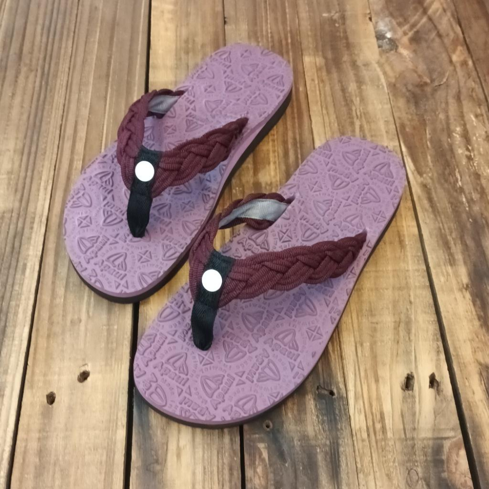 【APAUL雅鉑】32317-7  酒紅/紫 編織寬版拖鞋 美式風格夾腳拖鞋 足弓支撐拖鞋 硬橡膠止滑拖鞋-細節圖2