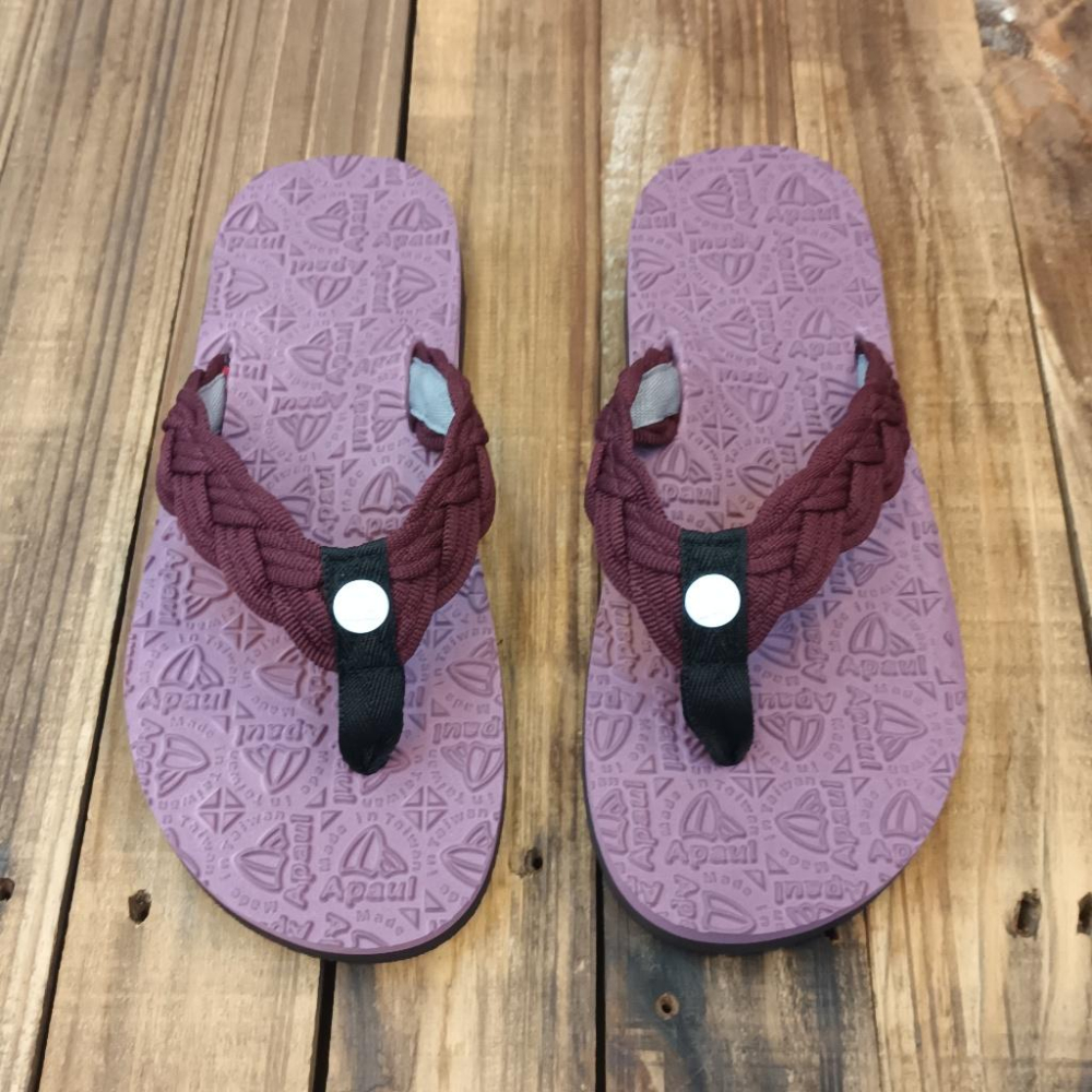 【APAUL雅鉑】32317-7  酒紅/紫 編織寬版拖鞋 美式風格夾腳拖鞋 足弓支撐拖鞋 硬橡膠止滑拖鞋-細節圖3