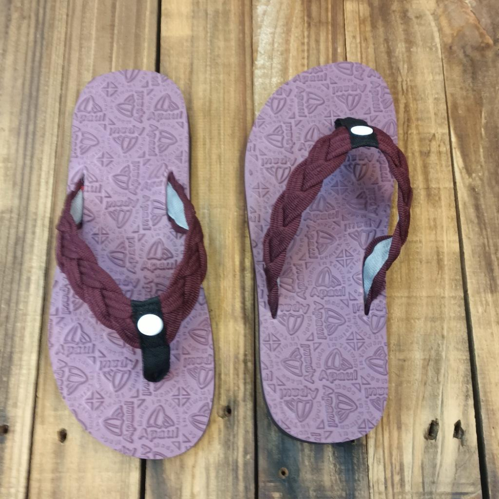 【APAUL雅鉑】32317-7  酒紅/紫 編織寬版拖鞋 美式風格夾腳拖鞋 足弓支撐拖鞋 硬橡膠止滑拖鞋-細節圖4