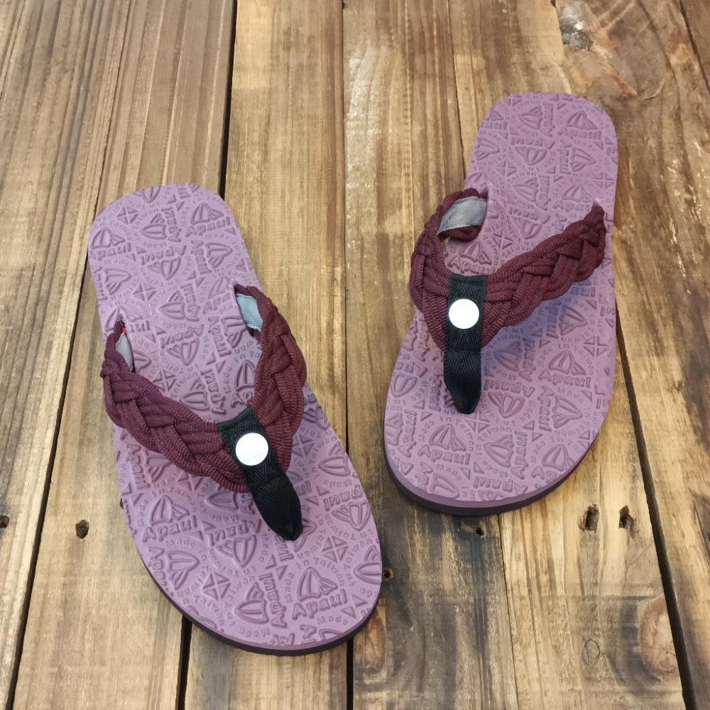 【APAUL雅鉑】32317-7  酒紅/紫 編織寬版拖鞋 美式風格夾腳拖鞋 足弓支撐拖鞋 硬橡膠止滑拖鞋-細節圖5