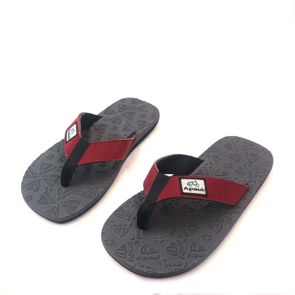 【APAUL雅鉑】32318-1 酒紅/灰 皮革夾腳拖 反毛皮彈性夾腳拖 超寬版訂製夾腳拖 大腳丫夾腳拖-細節圖4