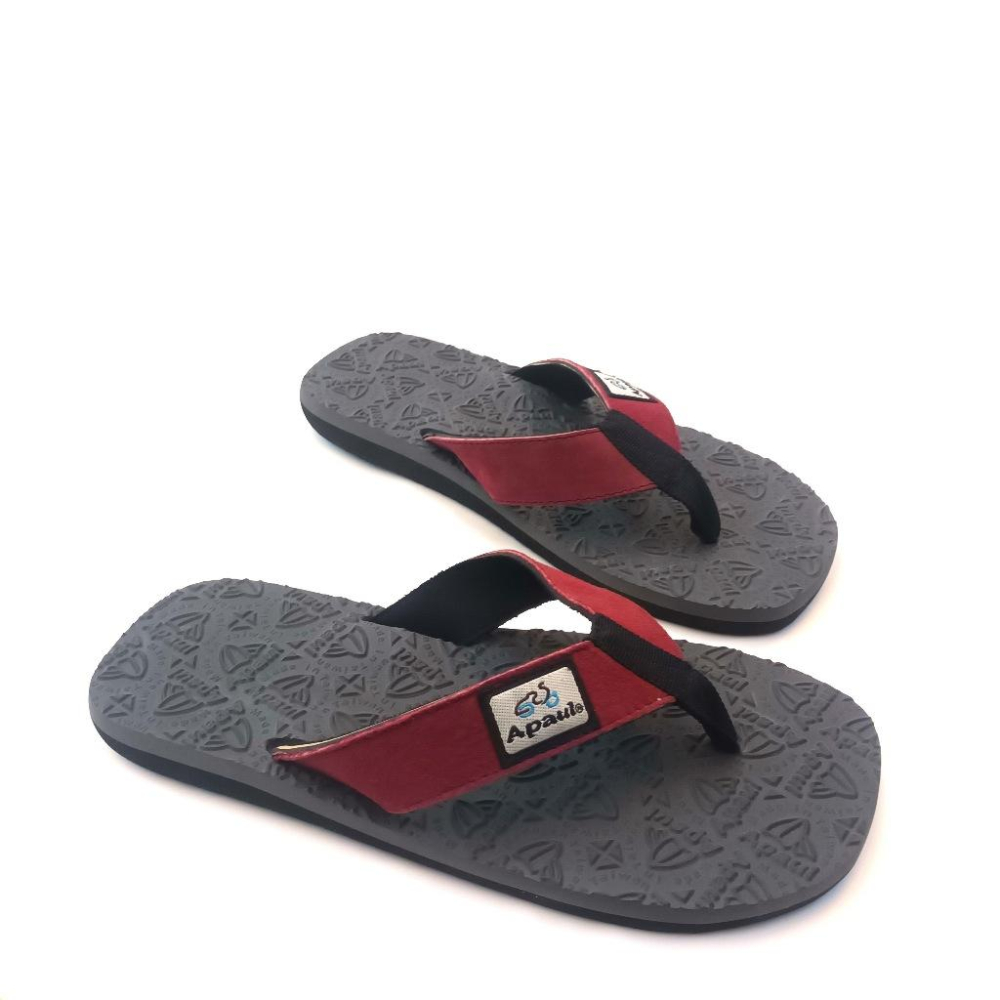 【APAUL雅鉑】32318-1 酒紅/灰 皮革夾腳拖 反毛皮彈性夾腳拖 超寬版訂製夾腳拖 大腳丫夾腳拖-細節圖5