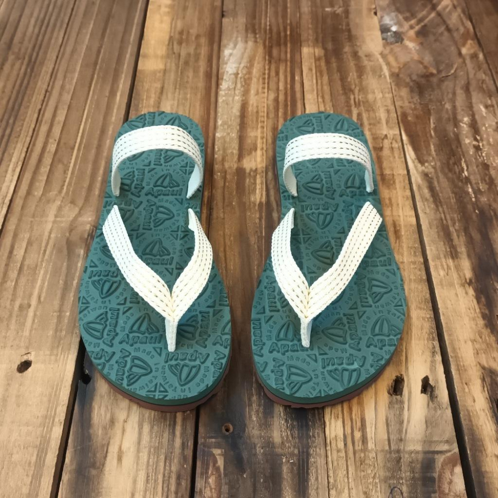 【APAUL雅鉑品牌鞋】52401-2 米/綠 繽紛涼拖鞋 手作涼拖鞋 經典涼拖鞋 限定男女款涼拖鞋-細節圖2