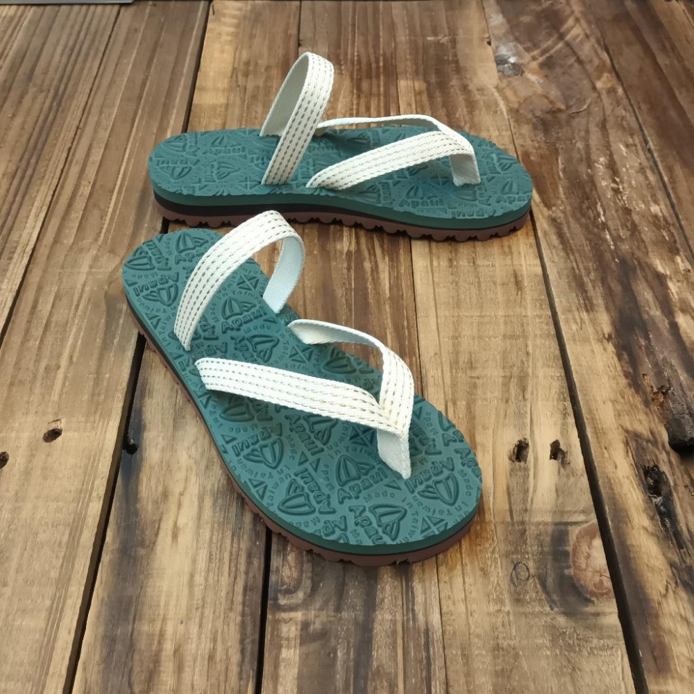 【APAUL雅鉑品牌鞋】52401-2 米/綠 繽紛涼拖鞋 手作涼拖鞋 經典涼拖鞋 限定男女款涼拖鞋-細節圖4